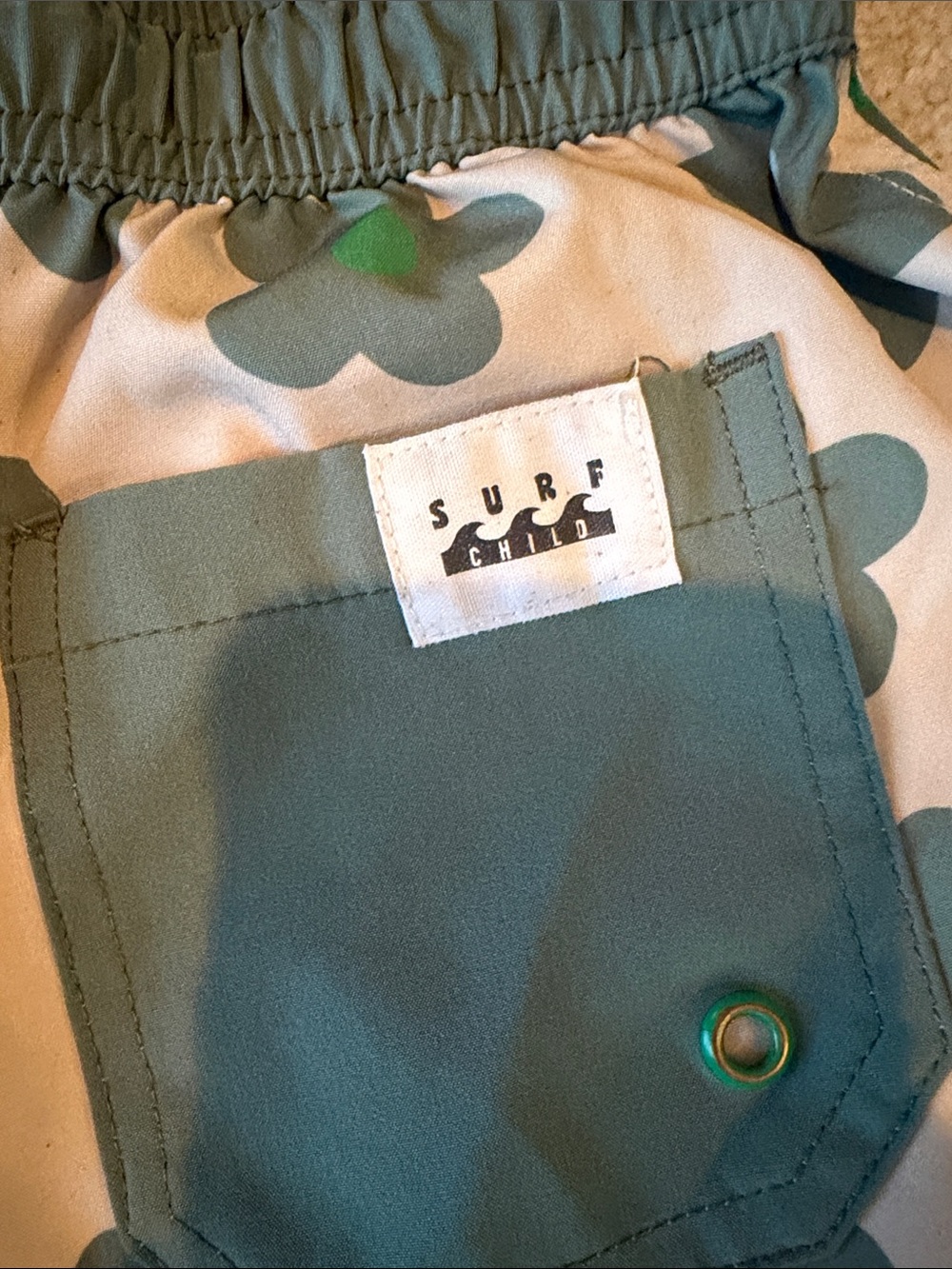Cotton On Kids Floral Swim Trunks in Cream and Green - Picture 5 of 5